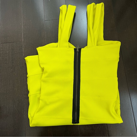 Bright Yellow/Green Tight Fitted Mini Dress Size Small - Picture 6 of 7